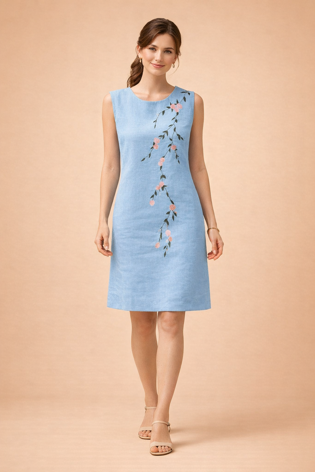 Floral Embroidered Dress for Women – Sleeveless Cotton Boho Dress – Sofia