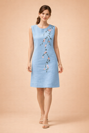 Floral Embroidered Dress for Women – Sleeveless Cotton Boho Dress – Sofia