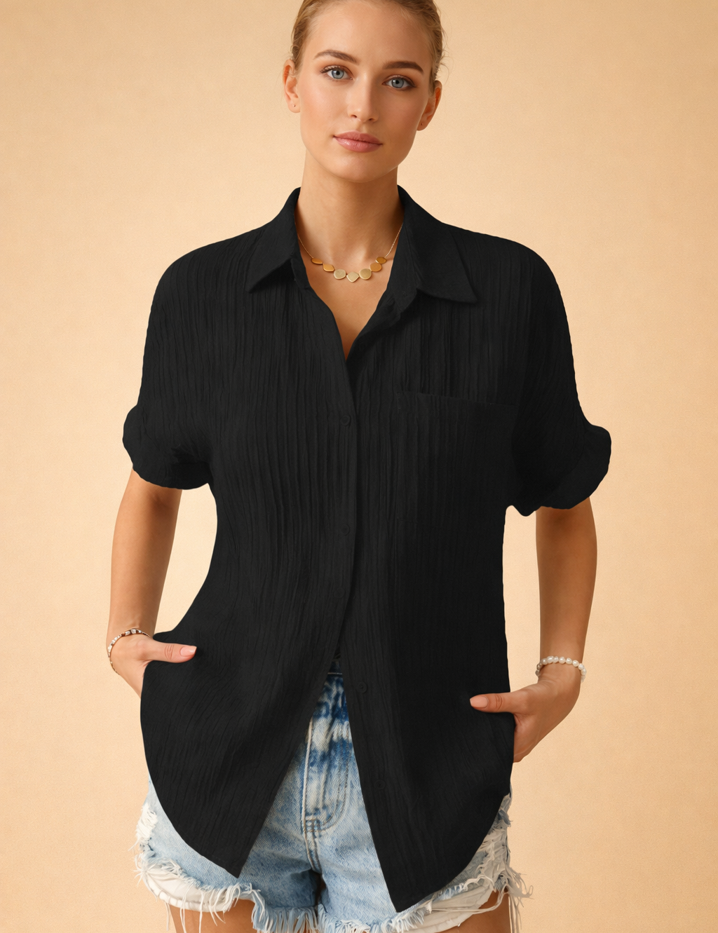 Short-Sleeve Polo Shirt for Women – Elegant Casual Polo Top – Charlotte