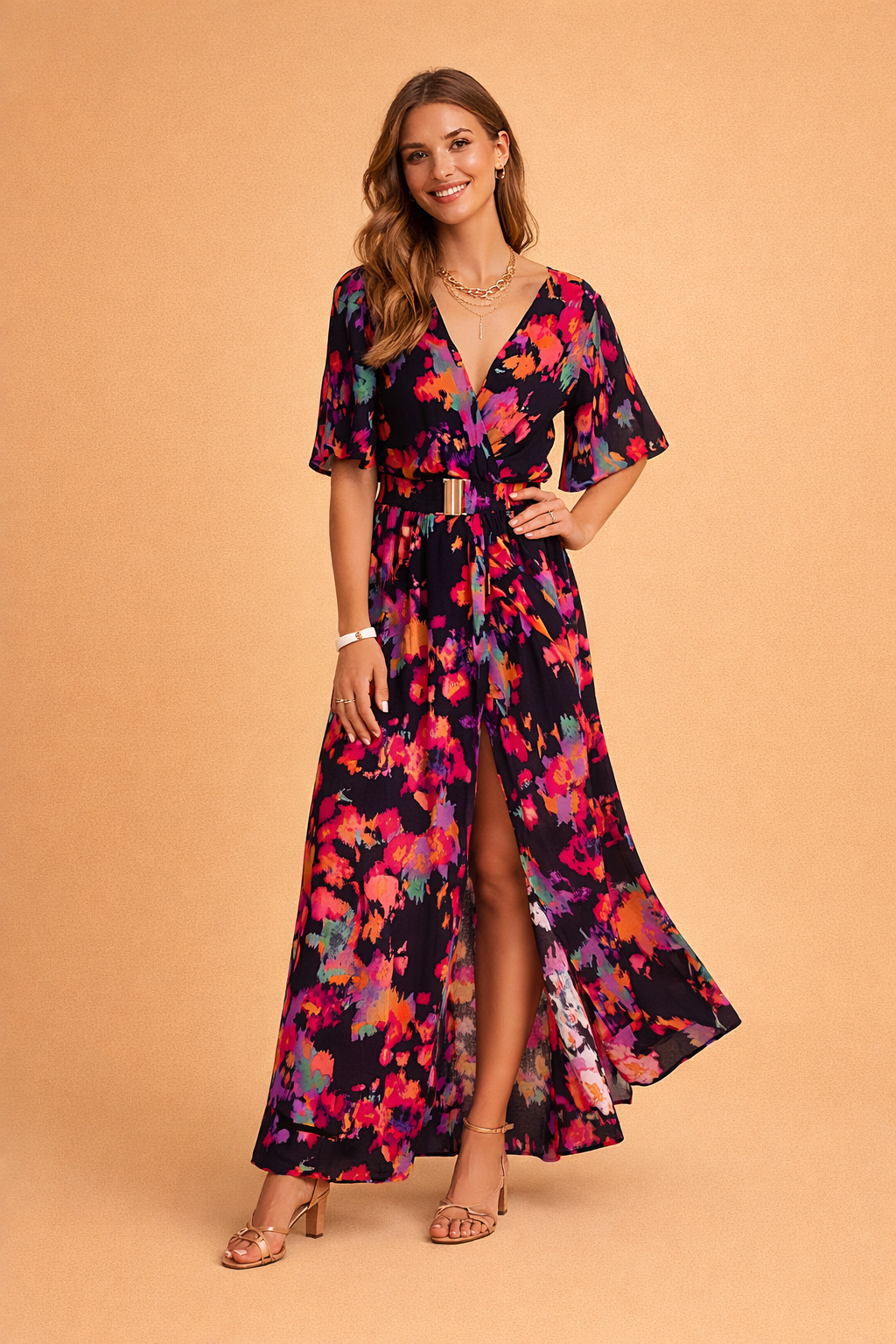 Wrap Maxi Dress for Women – Lightweight Summer Occasion Dress – Karen