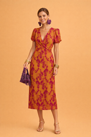 A-Line Dress for Women – Balloon-Sleeve V-Neck Modern Dress – Camila