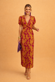A-Line Dress for Women – Balloon-Sleeve V-Neck Modern Dress – Camila