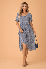 Floral Round-Neck Dress for Women – Elegant Occasion Dress – Nola