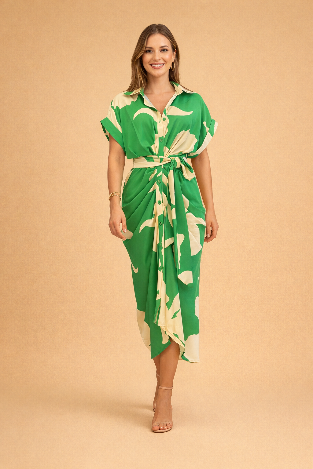 Bow Midi Dress for Women – Elegant Tie-Detail Summer Dress – Charlot