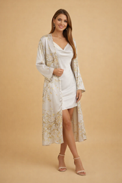Satin Nightdress & Robe Set for Women – 2-Piece Floral Nightwear Set – Elsie