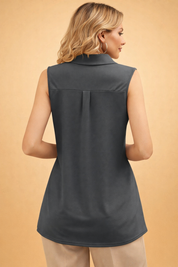 Sleeveless Blouse for Women – Lightweight Collared Summer Top – Luna