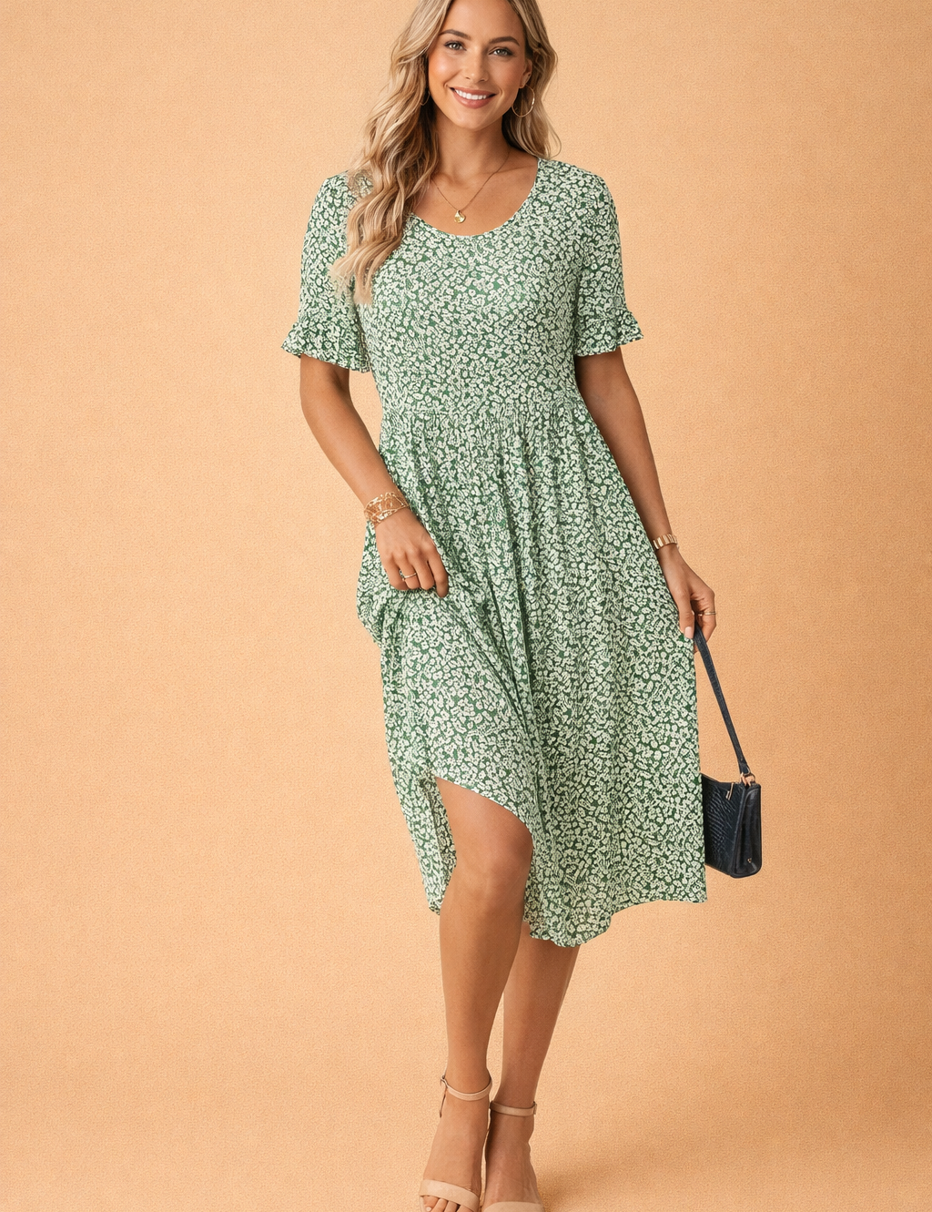 Floral Round-Neck Dress for Women – Elegant Occasion Dress – Nola