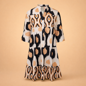 Relaxed Dress for Women – Printed 3/4-Sleeve Everyday Dress – Galilea