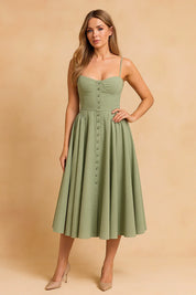 Corset Midi Dress for Women – Sleeveless Elegant Summer Dress – Tulum