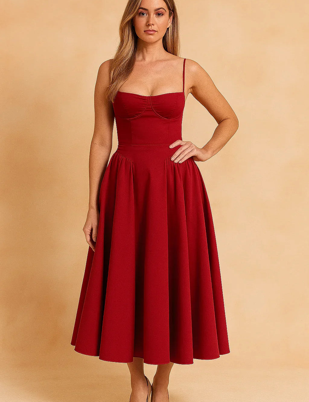 Corset Midi Dress for Women – Sleeveless Elegant Summer Dress – Tulum