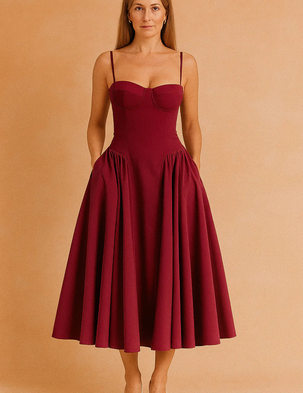 Corset Midi Dress for Women – Sleeveless Elegant Summer Dress – Tulum