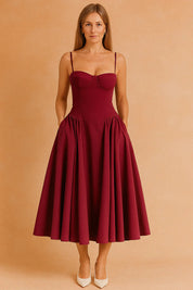 Corset Midi Dress for Women – Sleeveless Elegant Summer Dress – Tulum