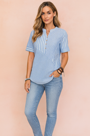 Striped Cotton Blouse for Women – Comfortable Everyday Top – Estella