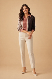 Patchwork Striped Blouse for Women – Satin Occasion Blouse – Rosalina