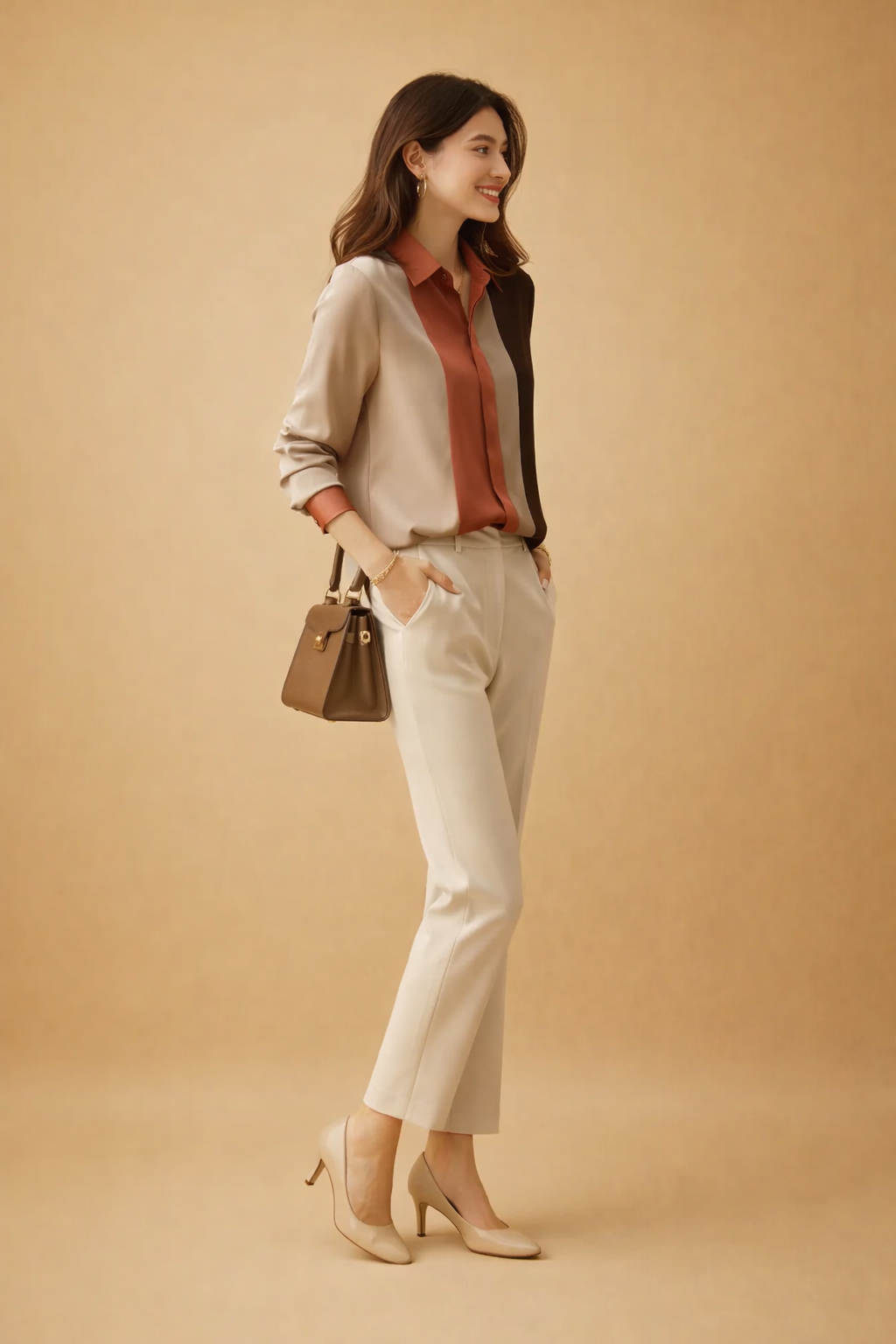 Patchwork Striped Blouse for Women – Satin Occasion Blouse – Rosalina