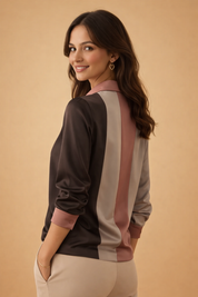 Patchwork Striped Blouse for Women – Satin Occasion Blouse – Rosalina
