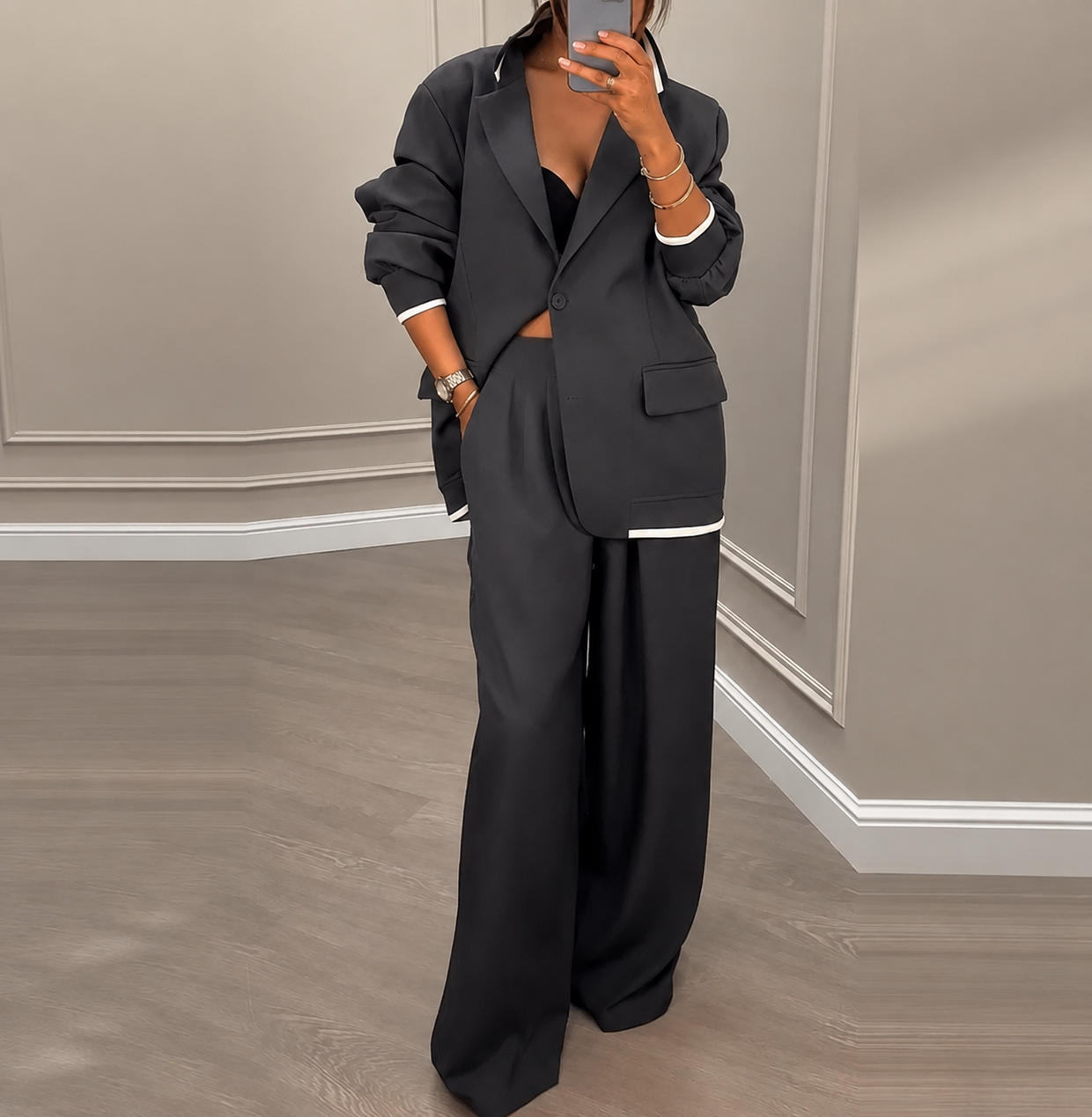 Blazer & Wide-Leg Trouser Suit for Women – Modern Two-Piece Co-Ord – Pamela