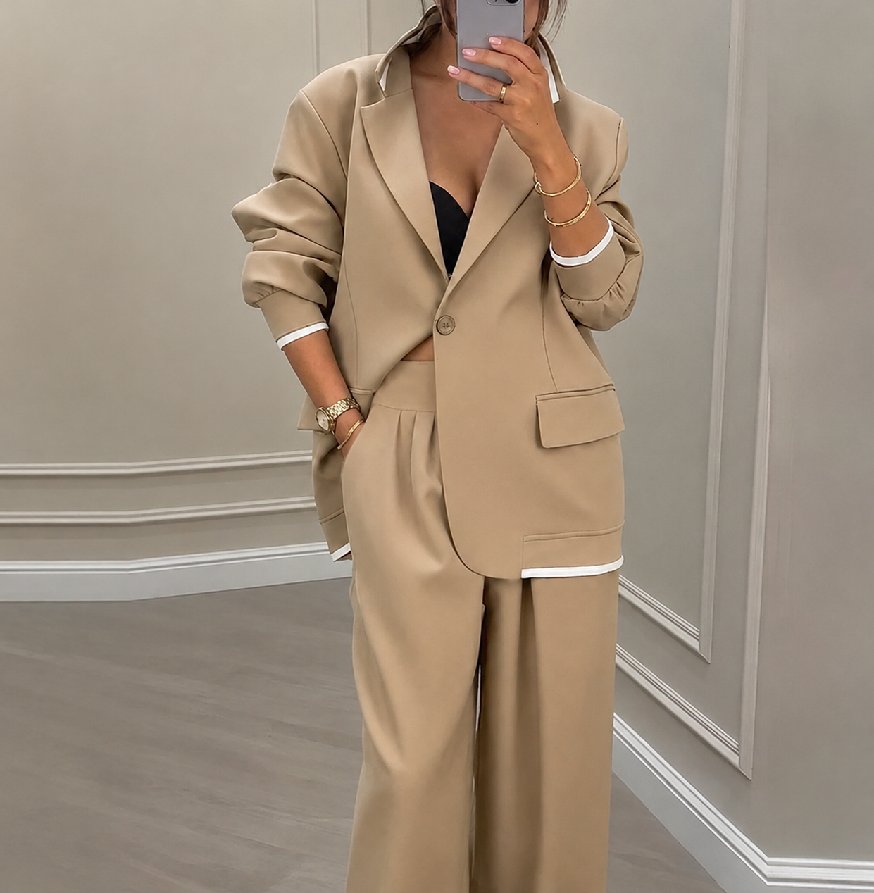 Blazer & Wide-Leg Trouser Suit for Women – Modern Two-Piece Co-Ord – Pamela