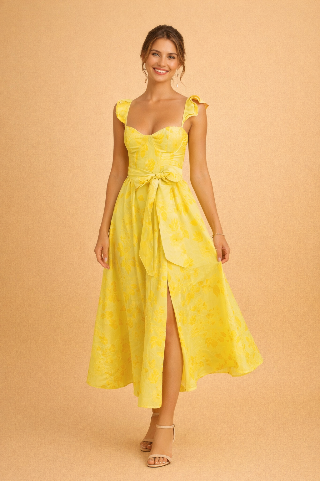 Ruffle Maxi Dress for Women – Elegant Floral Wrap Occasion Dress – Mariana