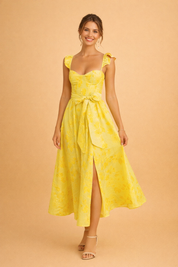 Ruffle Maxi Dress for Women – Elegant Floral Wrap Occasion Dress – Mariana