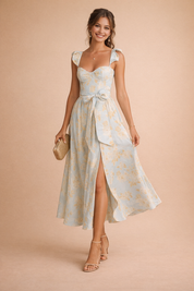Ruffle Maxi Dress for Women – Elegant Floral Wrap Occasion Dress – Mariana