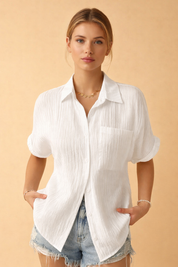 Short-Sleeve Polo Shirt for Women – Elegant Casual Polo Top – Charlotte