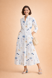 Floral Midi Dress for Women – A-Line Dress with Pockets – Skylar