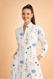 Floral Midi Dress for Women – A-Line Dress with Pockets – Skylar