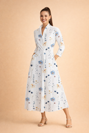 Floral Midi Dress for Women – A-Line Dress with Pockets – Skylar